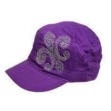 Military Cap – 12 PCS W/ Fleur de Lis Sign - Purple - HT-CAP010PU