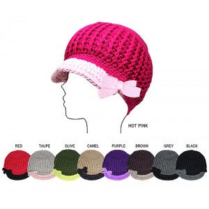 Cap – 12 PCS 2-Tone Cable Knit Cap w/ Bow -HT-11KH035