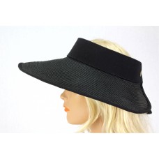 The Lady's Packable Straw Sun Visor Hats – 12 PCS Adjustable - 3.5 Inches - Black - HT-ST159BK