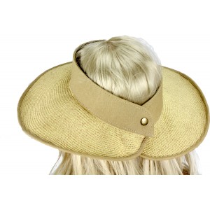 The Lady's Packable Straw Sun Visor Hats – 12 PCS Adjustable - 3.5 Inches - Brown - HT-ST159BN