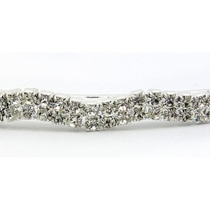 Headband - 12 PCS Wavy Two Rows Rhinestones Headband - HB-6621