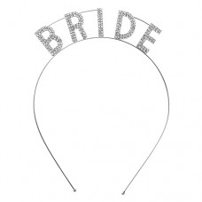 Headband - 12 PCS "Bride" Tiara Rhinestones Headband - HB-71525CR-S