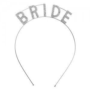 Headband - 12 PCS "Bride" Tiara Rhinestones Headband - HB-71525CR-S