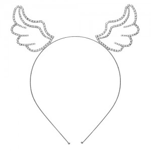 Headband - 12 PCS Angel Wings Rhinestones Headband - HB-71612CR-S