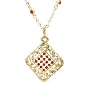 Necklace & Earrings Set – 12 Estate Gold Tone W/Clear Square W/Earring Set - NE-MS3172GTO