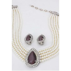 Necklace & Earrings Set – 12 Multi Chain Pearl NE+ER Set - NE-265PL