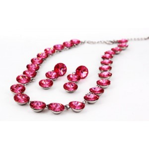 Gift Set – 12 Swarovski Necklace & Earring Set - Pink - NE-E05PK