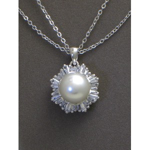 Gift set: 12 Maperla Pearl w/ Swarovski Cubic Zirconia Necklace & Earring Set - NE-JP10969W