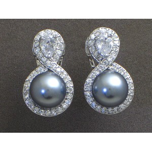 Gift set: 12 Maperla Pearl w/ Swarovski Cubic Zirconia Necklace & Earring Set - NE-JP11695B