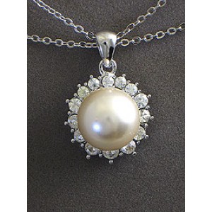 Gift set: 12 Pearl Necklace + Earring + Ring Set - NE-NS6072W