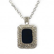 Necklace – 12 PCS Faux Onyx Rhinestone Charm Necklace - Black - NE-10-004
