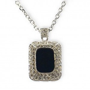 Necklace – 12 PCS Faux Onyx Rhinestone Charm Necklace - Black - NE-10-004