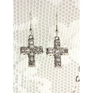 Necklace & Earrings Set – 12 Rhinestone Cross Charm Necklace & Earring Set - NE-11574