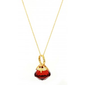 Necklace – 12 PCS Gold Tone Chain Power Ring - Red - NE-ACQN4759H