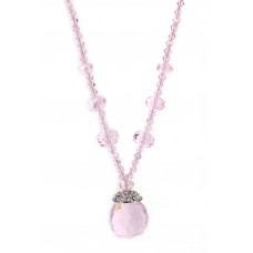 Necklace – 12 PCS Pink Crystal Necklace w/ Crystal Pendant - NE-BAS028PK