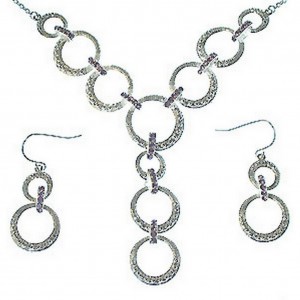 Necklace & Earrings Set – 12 Designer Round Chains NE+ER - Clear -  NE-CQN1800E