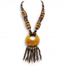 Necklace – 12 PCS Wooden NE W/Faux Amber - NE-IN41