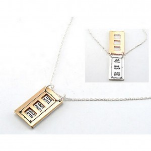 Necklace – 12 PCS Flip Top Lid Message Pendant Necklace - "Live Well Love Much"  - NE-MN4102M2T