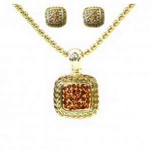 Necklace & Earrings Set – 12 Western Style/ Square Necklace & Earrings Set - NE-MS3163AGTO