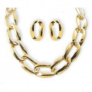 Necklace & Earrings Set – 12 -18" Link Necklace & Earrings Set - Gold - NE-MS3412G