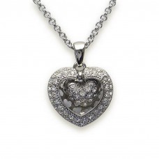 Necklace – 12 PCS Swarovski Crystal Dual Heart Charm - NE-N4810CL