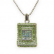 Necklace – 12 PCS Rectangle Austrian Crystal Necklace - Green -NE-P1066GN