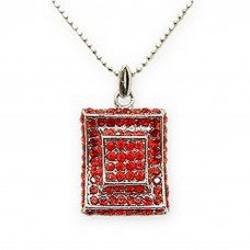 Necklace – 12 PCS Rectangle Austrian Crystal Necklace - Red - NE-P1066RD