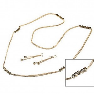 Necklace & Earrings Set – 12 – 40" Love w/ Heart Sign Necklace & Earring Set - Gold Tone - NE-QNE2004G