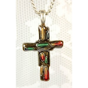 Necklace & Earrings Set – 12 Enamel Cross Charm Necklace & Earring Set  - NE-S6879LSBML