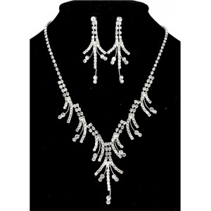 Necklace & Earrings Set – 12 Rhinestone Vintage Necklace & Earrings Set - NE-3121CL