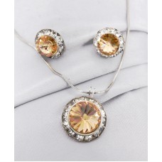 Necklace & Earrings Set – 12 Roundelle Crystal Necklace & Post Earrings Set - Topez - NE-40007S-LCT