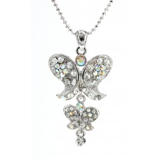 Necklace – 12 PCS Animal - Butterfly - Swarovski Crystal Butterfly Necklace - Clear - NE-2370CL