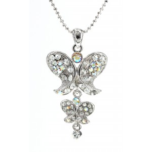 Necklace – 12 PCS Animal - Butterfly - Swarovski Crystal Butterfly Necklace - Clear - NE-2370CL