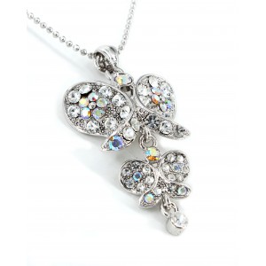 Necklace – 12 PCS Animal - Butterfly - Swarovski Crystal Butterfly Necklace - Clear - NE-2370CL