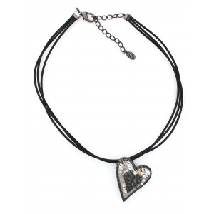Necklace – 12 PCS Rhinestone Heart Necklaces w/ Multi Cords - NE-ACQN4825SB