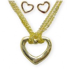 Necklace & Earrings Set – 12 Heart Charm & Earrings  Set -  NE-MS3149G