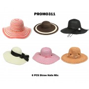 Discount Package: 6 Pieces Straw Hats Assorted Pack  - PROMO311