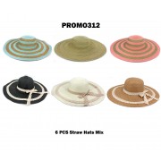 Discount Package: 6 Pieces Straw Hats Assorted Pack  - PROMO312