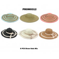 Discount Package: 6 Pieces Straw Hats Assorted Pack  - PROMO312