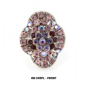 Ring – 12 PCS Austrian Crystal  Rings  - Purple Color – RN-243PL