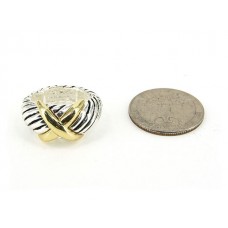12-PC Finger Rings, Stretchable, Texture, Two Tone - RN-OR0044-TT