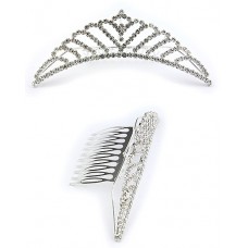 Tiara 12 PCS w/ Side Comb - Clear Crystal Stones - CB-6871