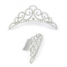 Tiara 12 PCS w/ Side Comb - Clear Crystal Stones - CB-T3248