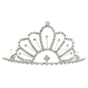 Tiara - 12 PCS w/ Side Comb - Clear Crystal Stones – TA-60156CR-S