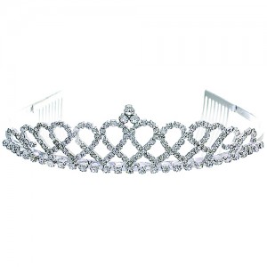 Tiara - 12 PCS w/ Side Comb - Clear Crystal Stones – TA-60429CR-S