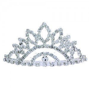 Small Tiara - 12 PCS w/ Comb - Clear Crystal Stones - TA-60431CR-S