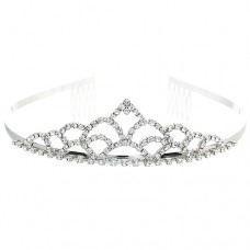 Tiara - 12 PCS w/ Side Comb - Clear Crystal Stones – TA-60449CR-S