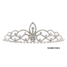 Tiara - 12 PCS w/ Side Comb - Clear Crystal Stones – TA-60540CR-S