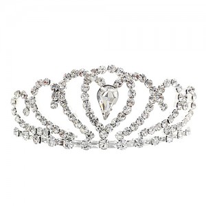 Small Tiara - 12 PCS w/ Comb - Clear Crystal Stones - TA-60557CR-S