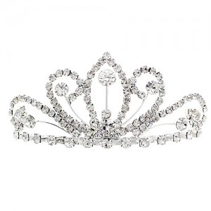 Small Tiara - 12 PCS w/ Comb - Clear Crystal Stones - TA-60558CR-S